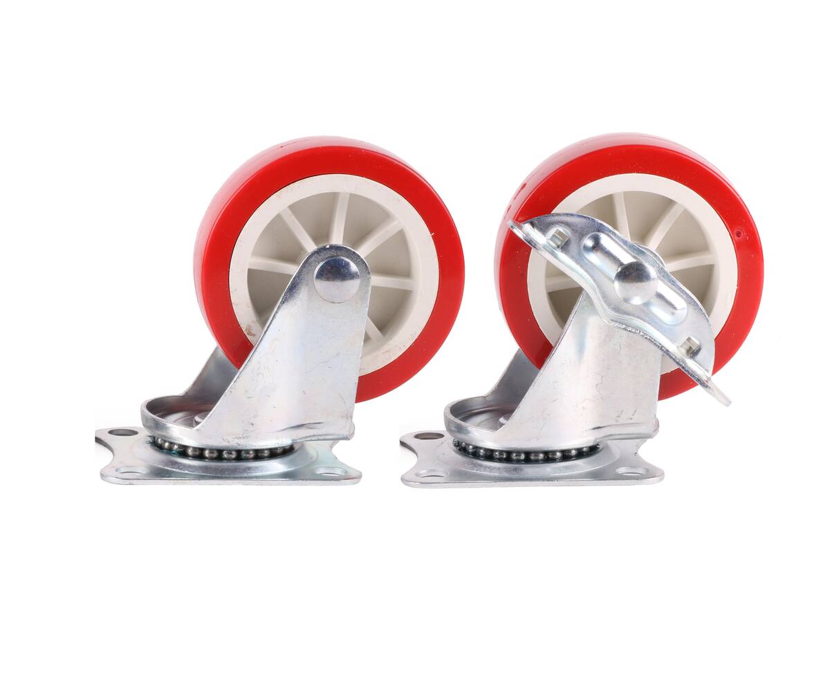 Zwenkwiel Set 75mm Rood - 4 Stuks, 2 Met Rem voor Apparatuur