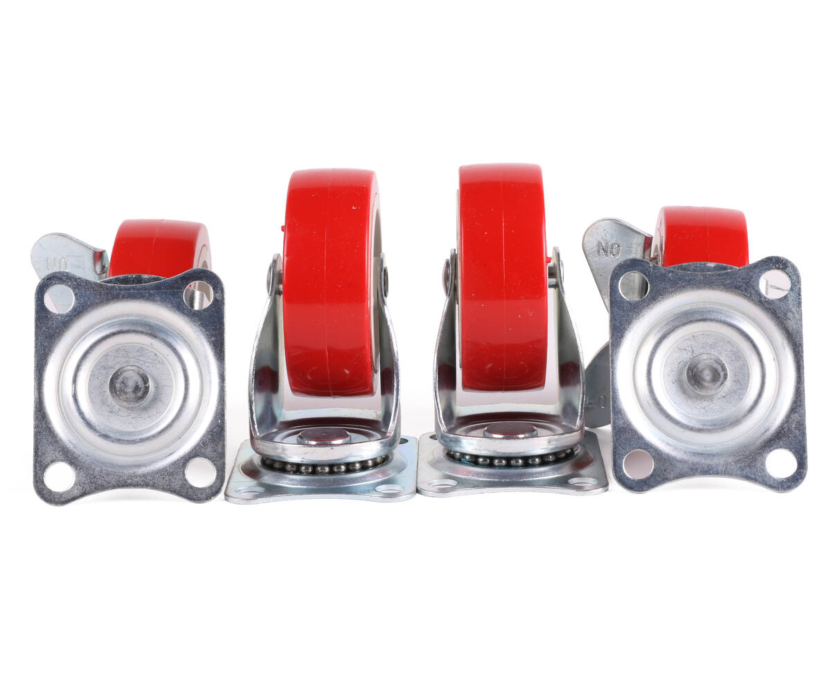 Zwenkwiel Set 75mm Rood - 4 Stuks, 2 Met Rem voor Apparatuur