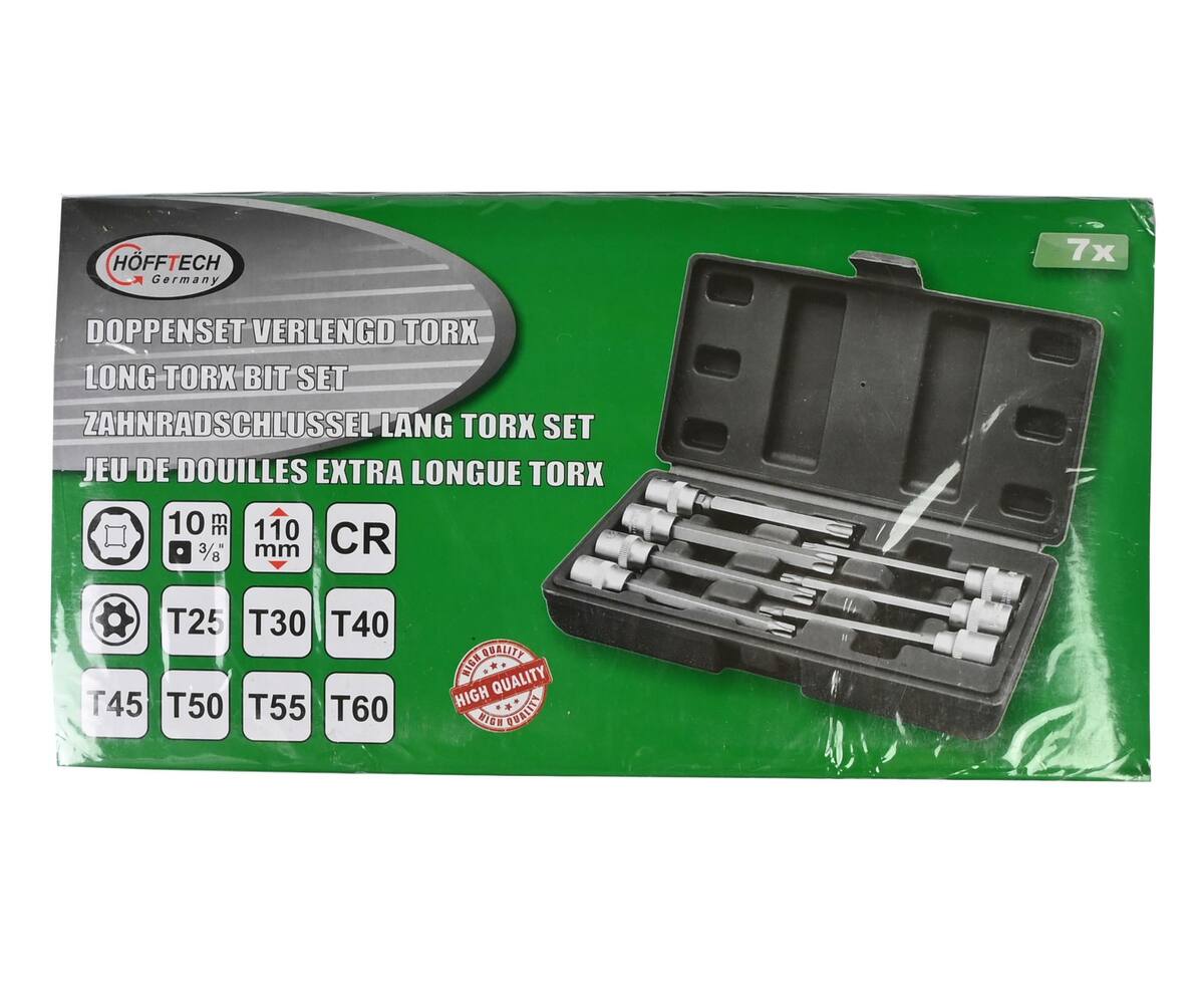 Doppenset Torx 7-delig 3/8'' CRV Staal Auto & Fiets Onderhoud