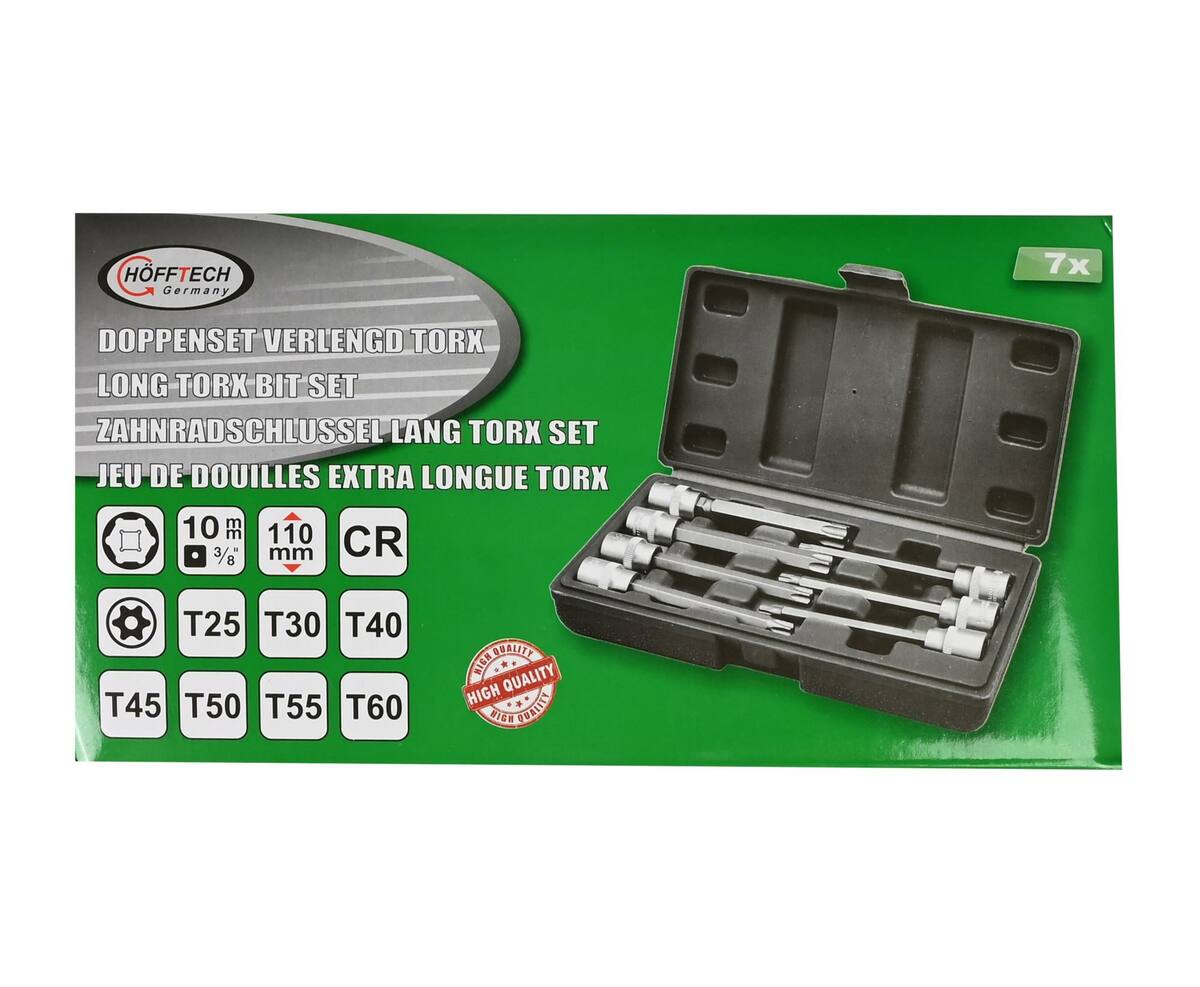 Doppenset Torx 7-delig 3/8'' CRV Staal Auto & Fiets Onderhoud
