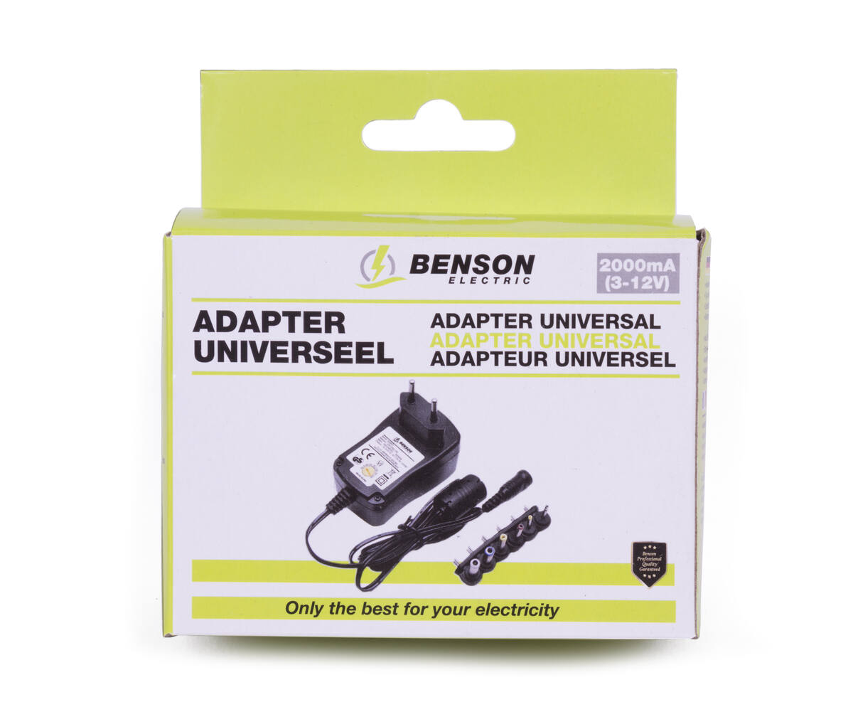Universele 2000mA Adapter: 100-240V, Multi-Voltage, 6 Pluggen