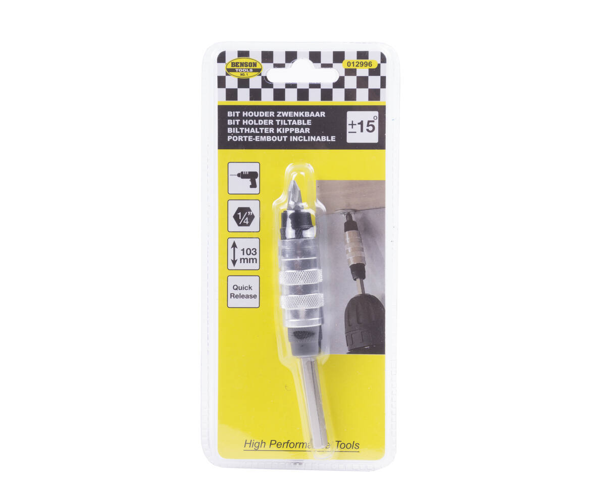 Bit Houder 103mm, 15° Zwenkbaar, Quick Release voor Moeilijke Hoeken