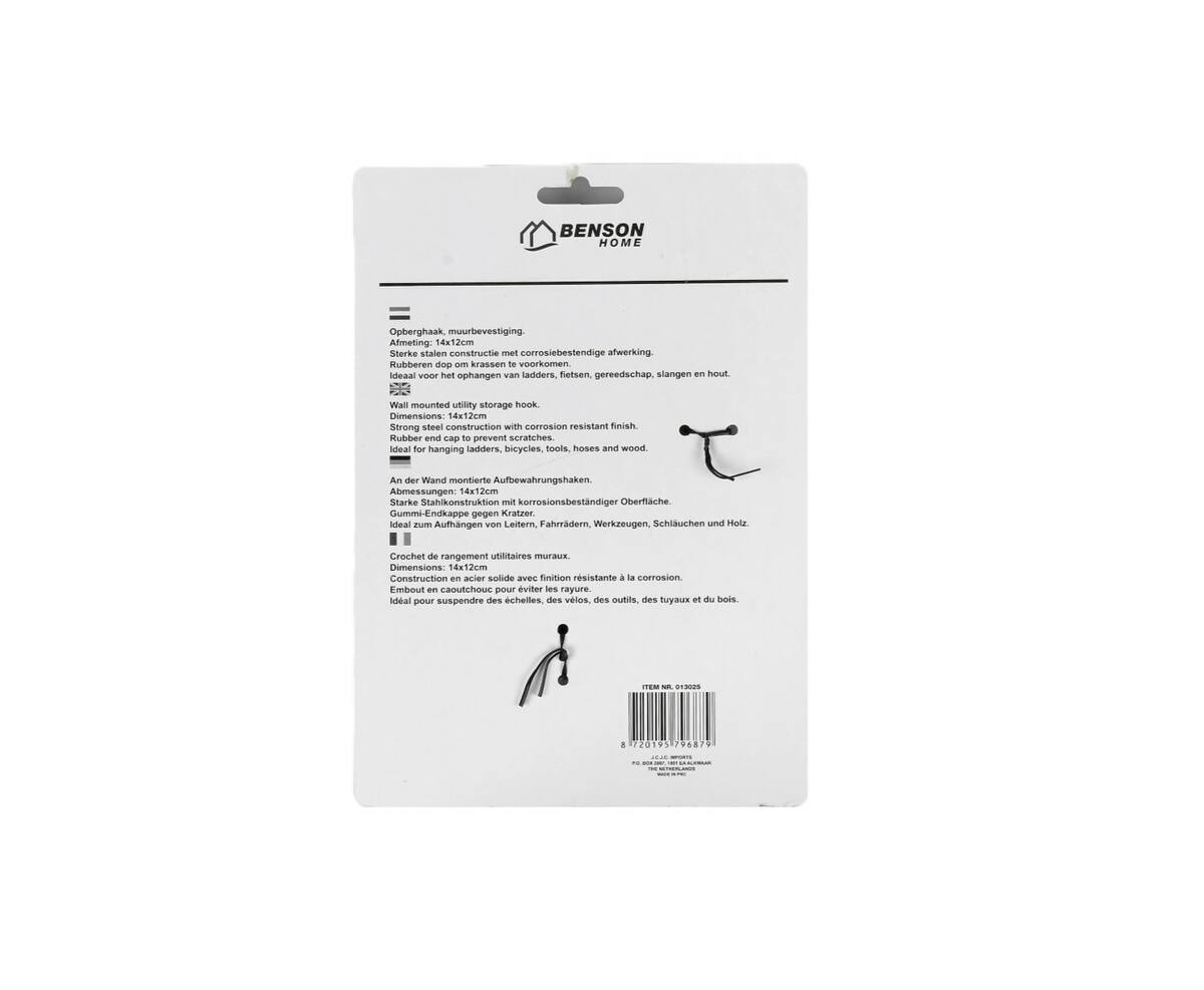 Jumbo Ophanghaak: Staal, Rubbere Dop, 15x9,5/13cm, Voor Fietsen & Gereedschap