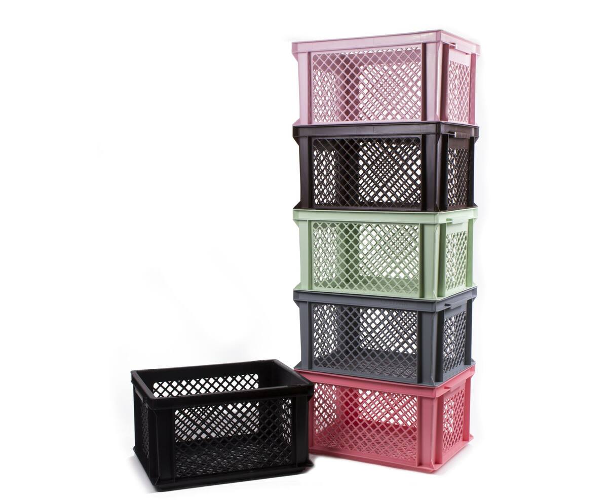 Fietskrat 40x30x22 cm Kunststof Oud Roze - Ideaal voor Boodschappen
