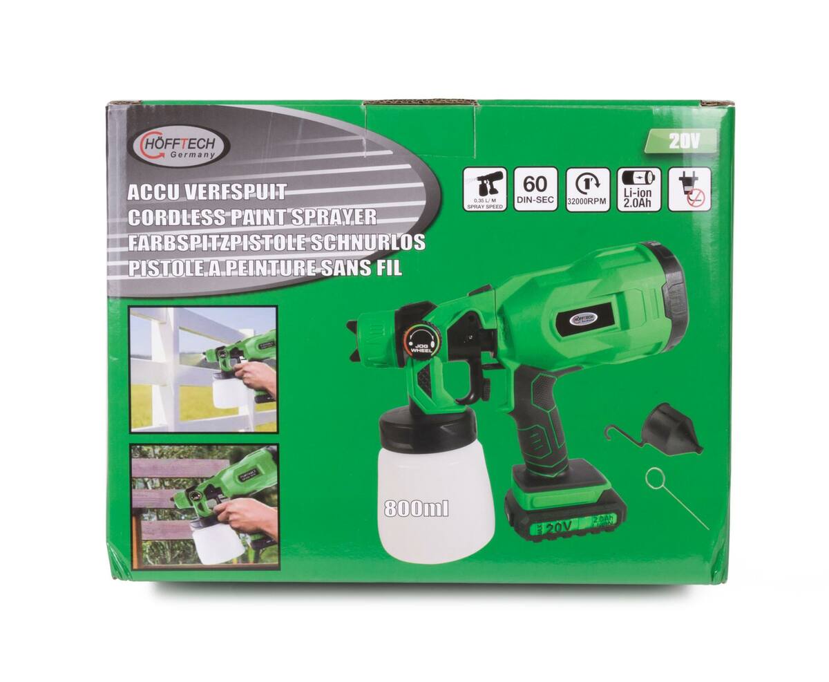 Accu Verfspuit 20V 2000 mAh, 800 ml Tank, 8000 RPM, voor DIY Klussen