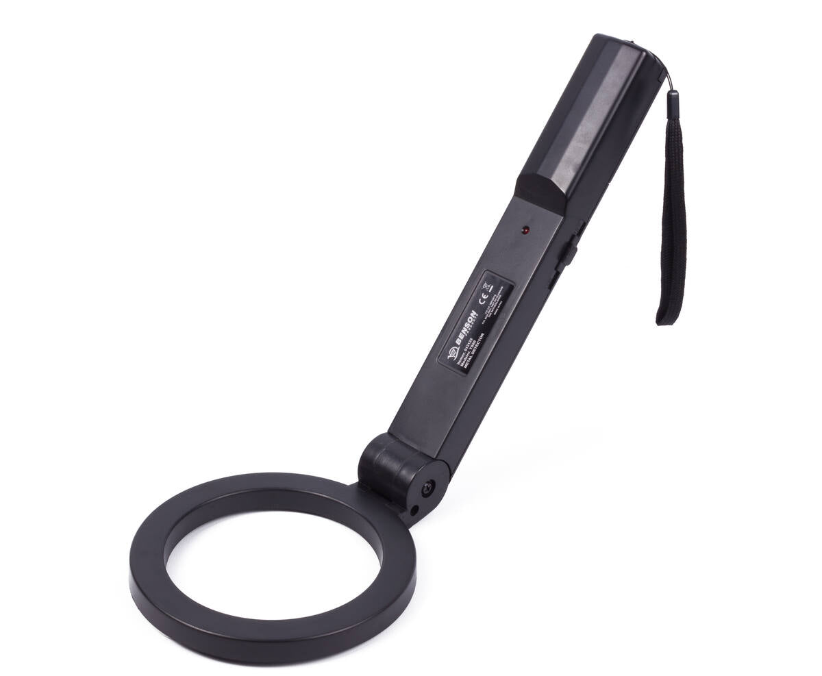 Metaaldetector 39cm, LED/geluidsalarm, Ø132mm detectiering, 204g.