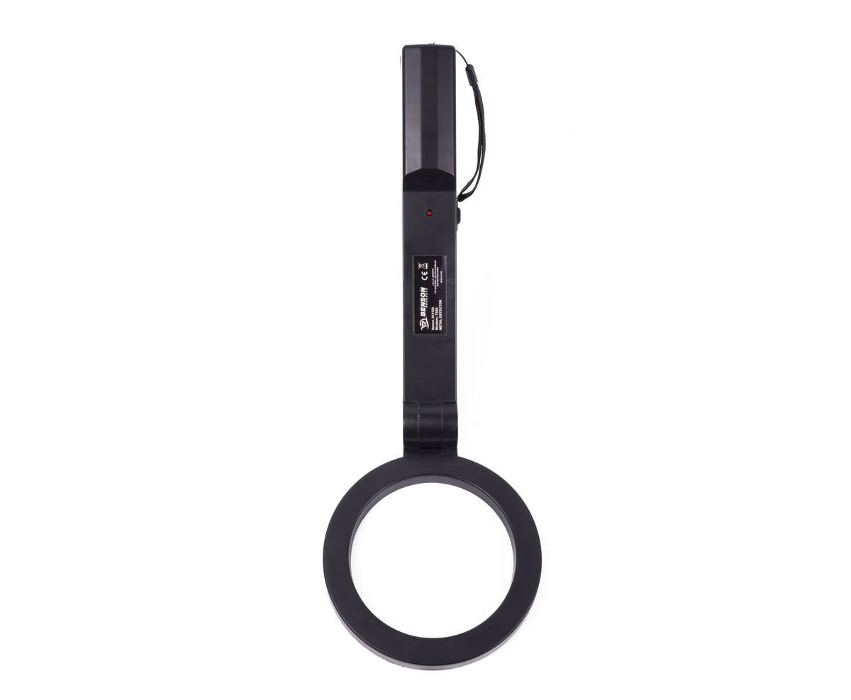 Metaaldetector 39cm, LED/geluidsalarm, Ø132mm detectiering, 204g.