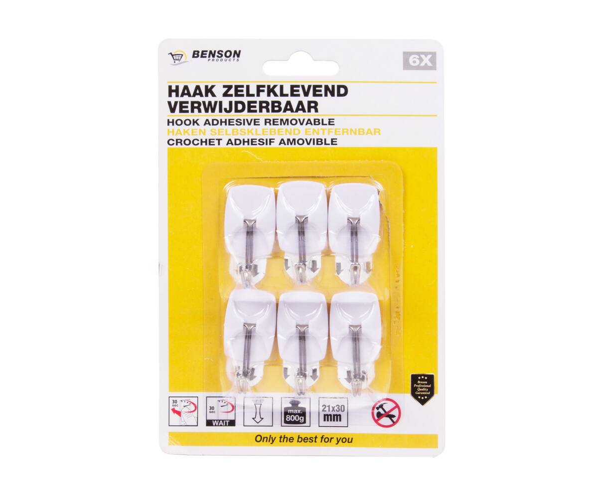 Zelfklevende Haken 6 Stuks 2.1x3cm - Ideaal Voor Lichte Ophangtaken
