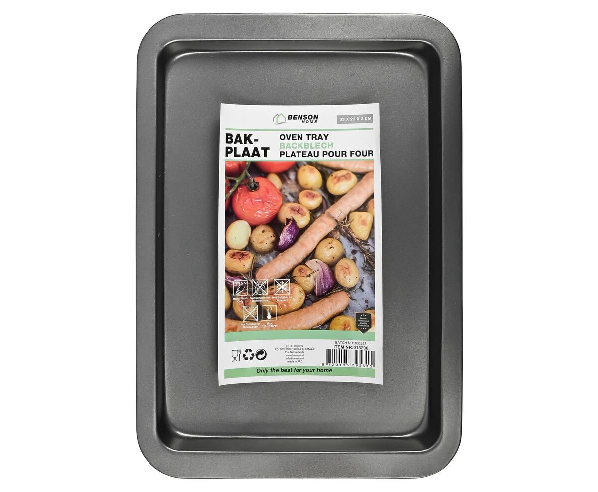 Bakplaat 33x23x2 cm PTFE-vrij, ideaal voor koekjes & vleesgerechten