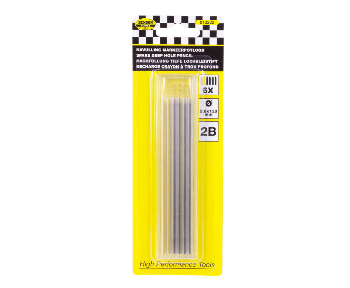 Navulling Markeerpotlood 6dlg: 4x Grafiet, 2x Geel, 2.8mm, 2B