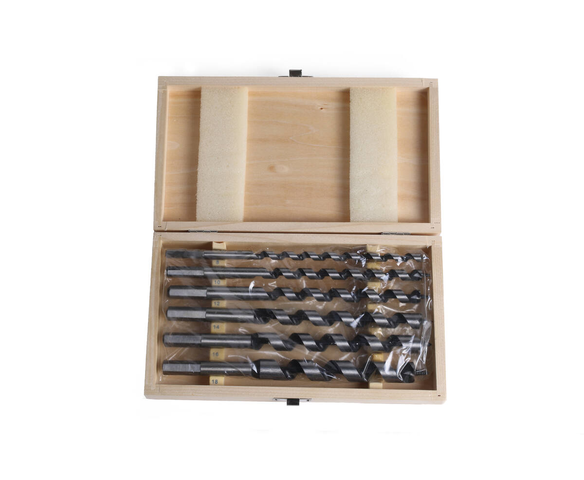 Boorset 6 dlg, 230 mm, slangenboor, 8-18 mm houtbewerking