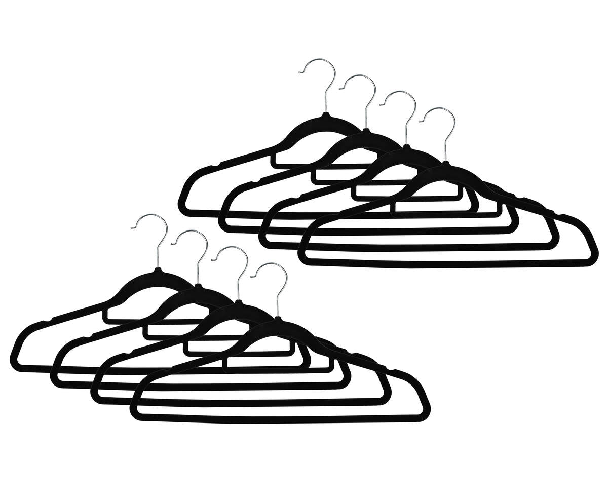 Zwart Velours Hangers 10 Stuks: 360° Haak, Anti-Slip, 44,5 cm Lang