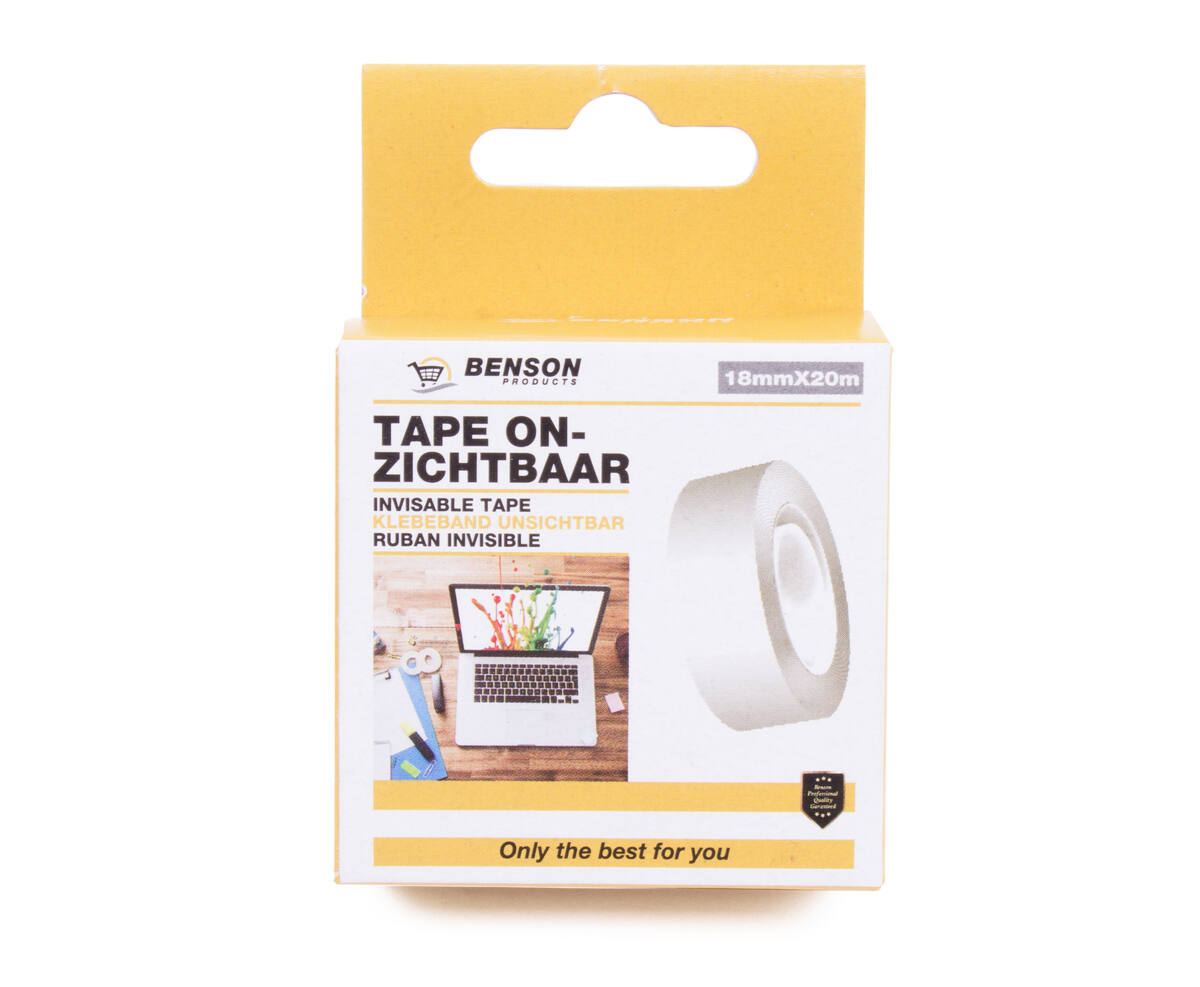 Onzichtbare Tape 18mm x 20m, ideaal voor papierherstel en kopiëren.