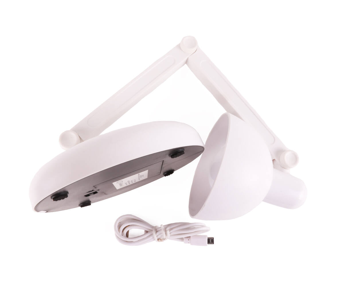 Opvouwbare Draadloze LED Bureaulamp, 120 Lumen, 6000K, Wit, USB-Optie