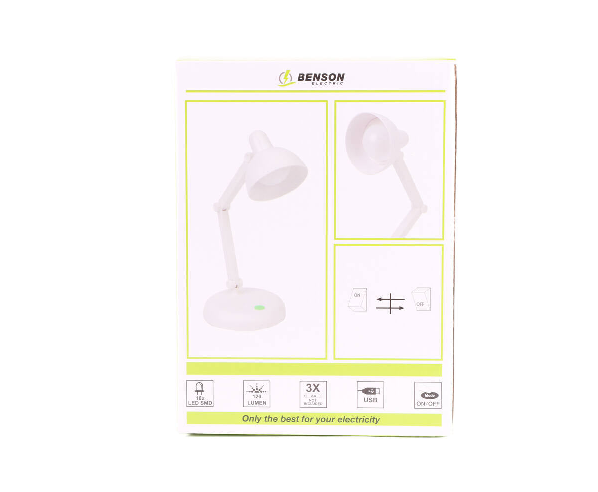 Opvouwbare Draadloze LED Bureaulamp, 120 Lumen, 6000K, Wit, USB-Optie