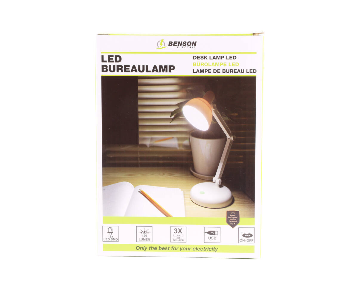 Opvouwbare Draadloze LED Bureaulamp, 120 Lumen, 6000K, Wit, USB-Optie