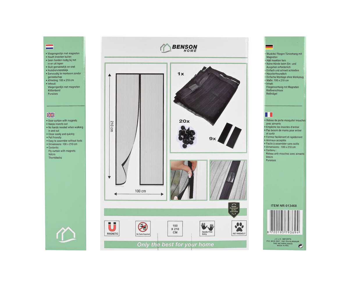 Magnetisch Vliegengordijn 100x210cm - Houdt Insecten Buiten, Handsfree