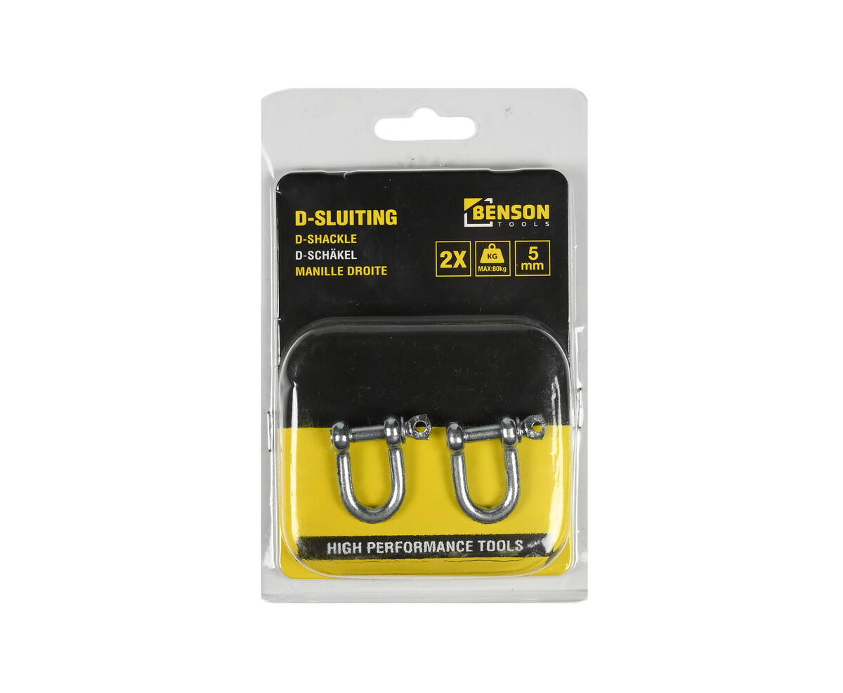 D-sluiting 5 mm 2-dlg, 80 kg, Q235 staal, ideaal voor touwverbindingen