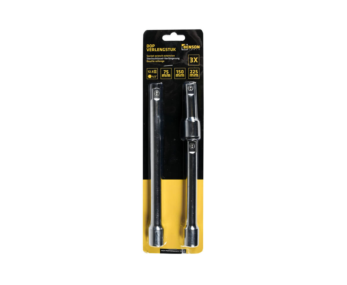 Dop Verlengstuk Set 3-dlg 1/2" x 3"/6"/9" voor moeilijk bereikbare bouten.