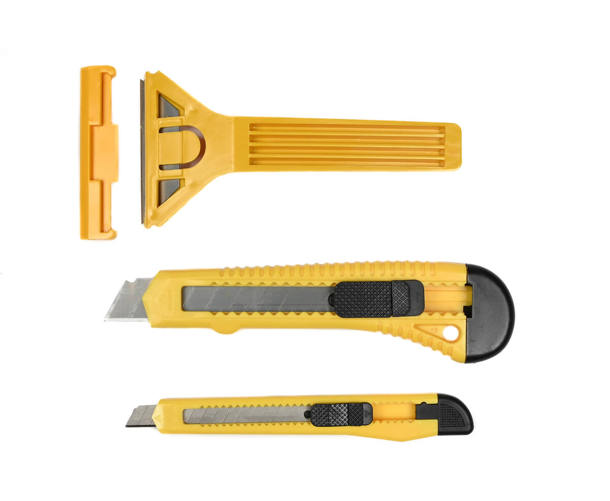 3-delige Hobbymessen Set: Afbreekmesjes & Glaskrabber voor DIY.