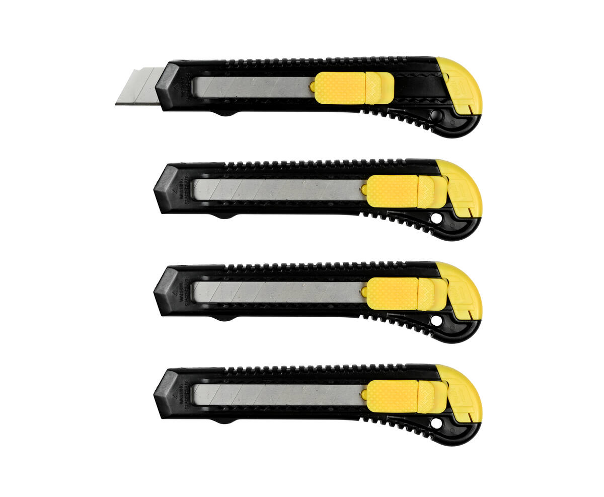 Afbreekmessen Set 18 mm 4 dlg - Voor papier, karton, kunststof snijden