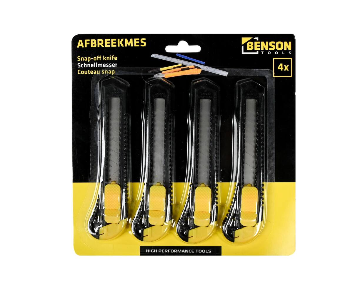 Afbreekmessen Set 18 mm 4 dlg - Voor papier, karton, kunststof snijden