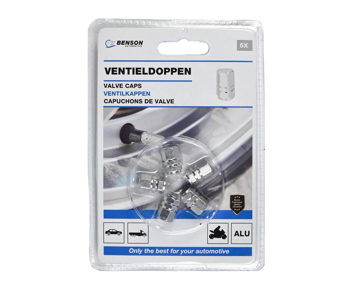 5-delige Aluminium Ventieldoppen, Universeel, Beschermt Bandenventielen