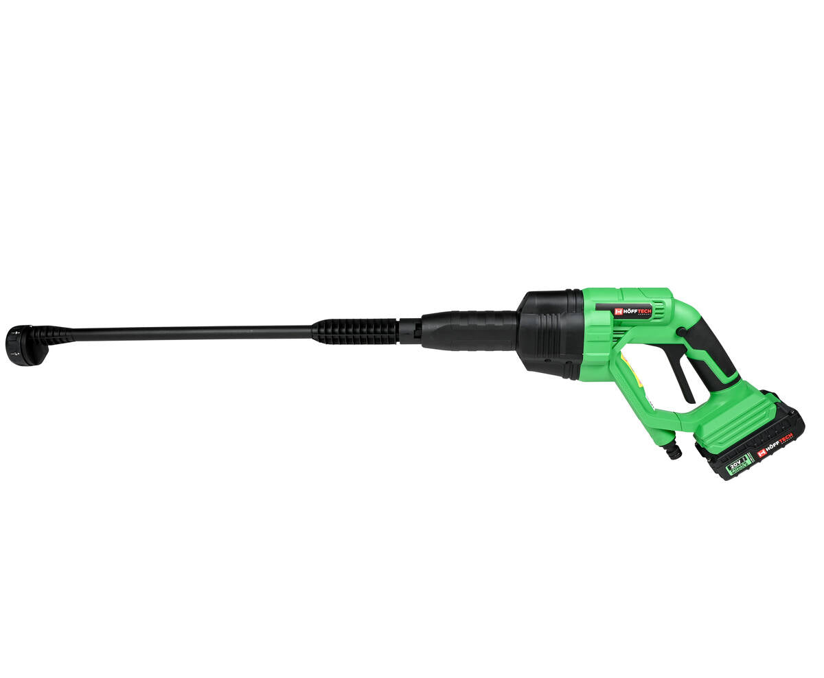 Accu Hogedrukreiniger 20V, 2000mAh, 0-22 bar, ideaal voor terrassen.