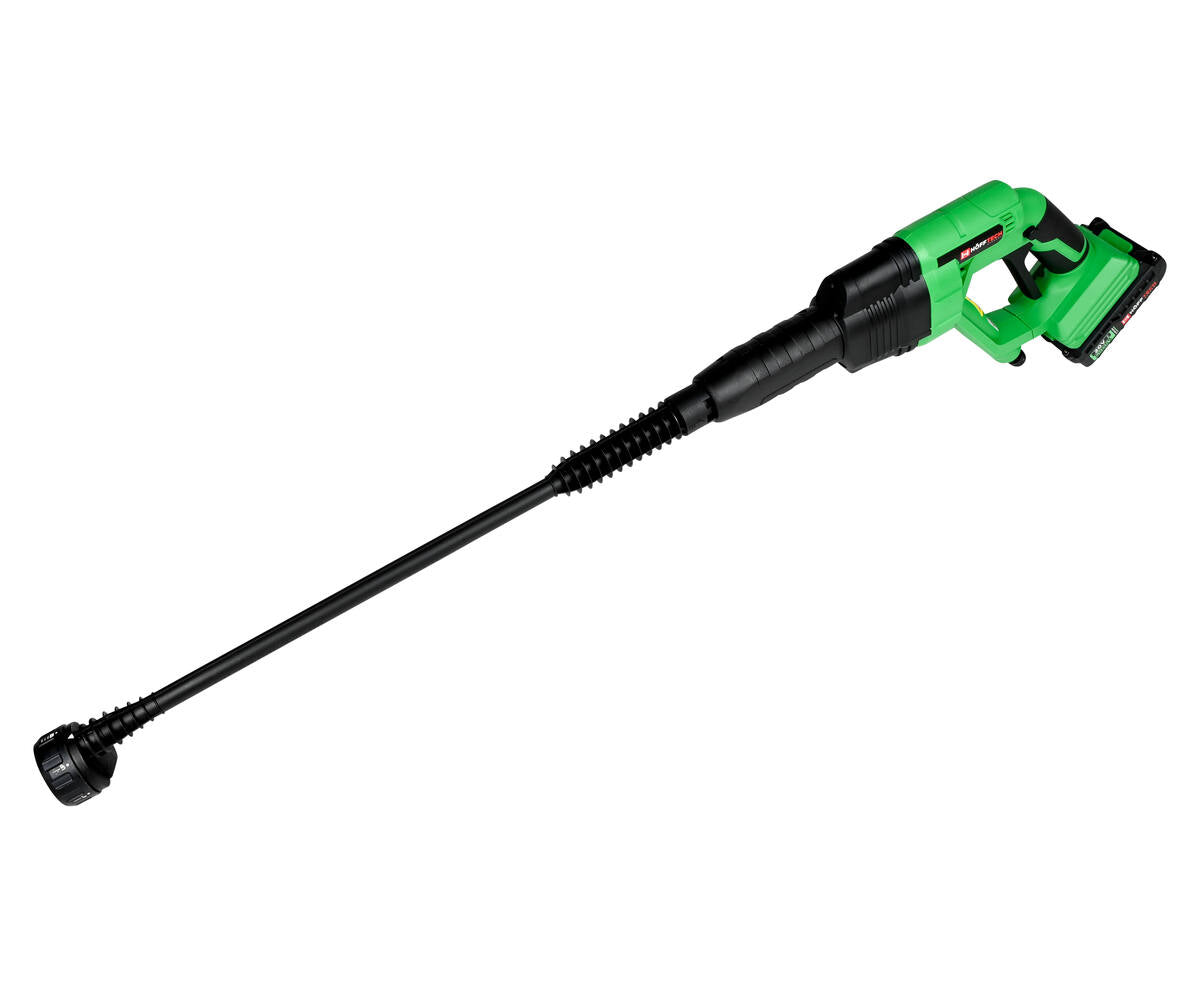 Accu Hogedrukreiniger 20V, 2000mAh, 0-22 bar, ideaal voor terrassen.
