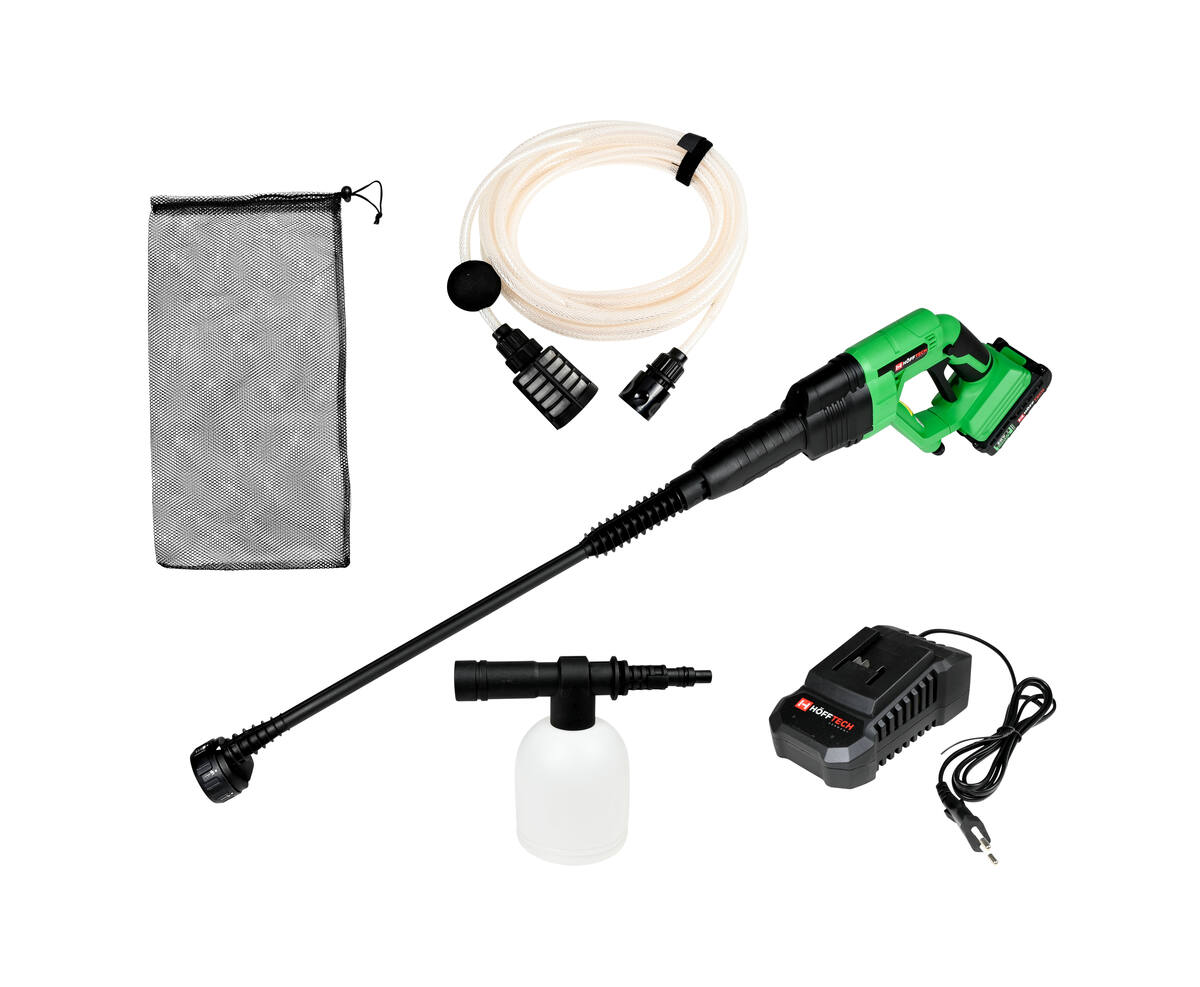 Accu Hogedrukreiniger 20V, 2000mAh, 0-22 bar, ideaal voor terrassen.