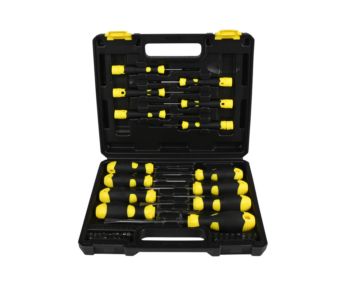 Schroevendraaier Set 32 dlg: 7 schroevendraaiers, 6 precisie, 17 bits.