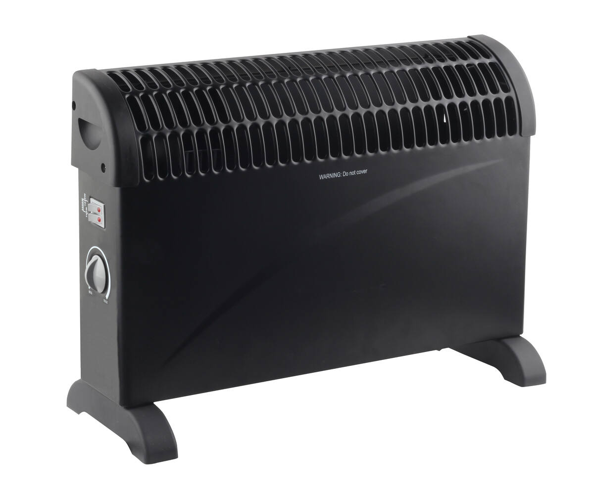 Convector Heater 750/1250/2000W Zwart, Voor Ruimtes Tot 20m²