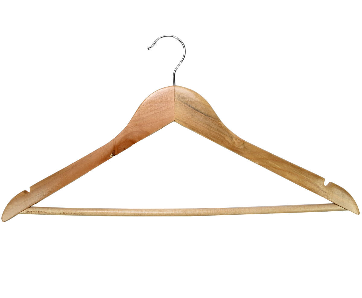 Houten Kledinghangers 5 Stuks met Broekstang en Draaibare Haak