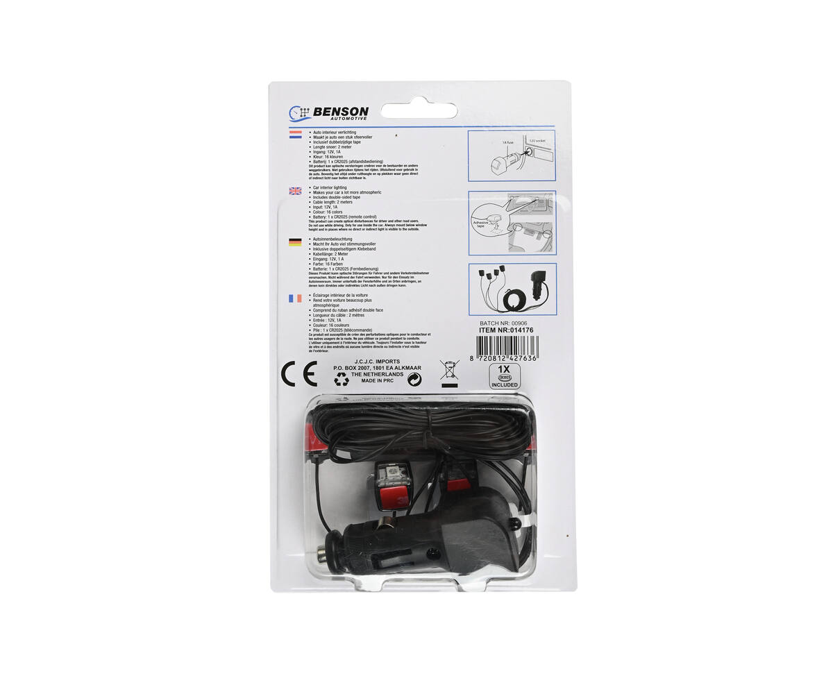Auto Interieur LED Verlichting 16 Kleuren 12V met Afstandsbediening
