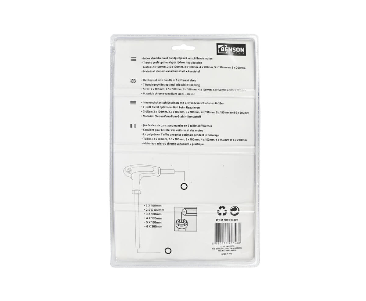 Inbus T Sleutelset 6-delig: 2-6mm, voor meubels & fietsreparatie