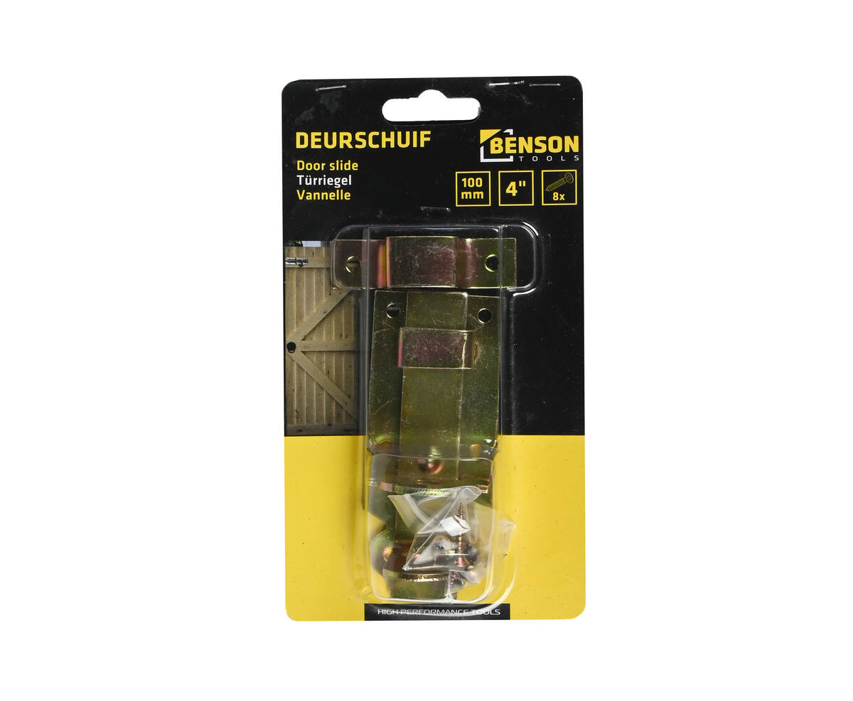 Deurschuif 4" 100 mm Recht, met Hangslotoptie, Inclusief Bevestiging