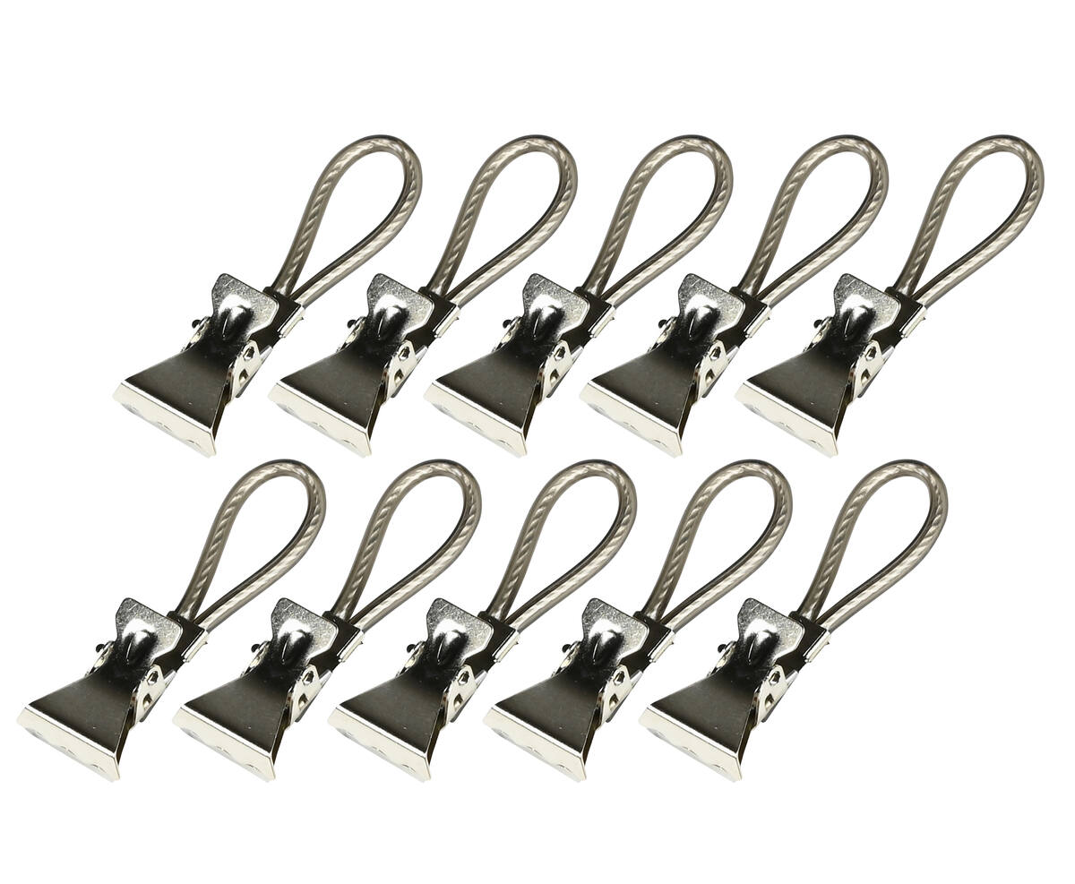 Handdoekknijpers Zwart 10 dlg - 5.3x1x1.7 cm, rubbercoating, keuken/badkamer.