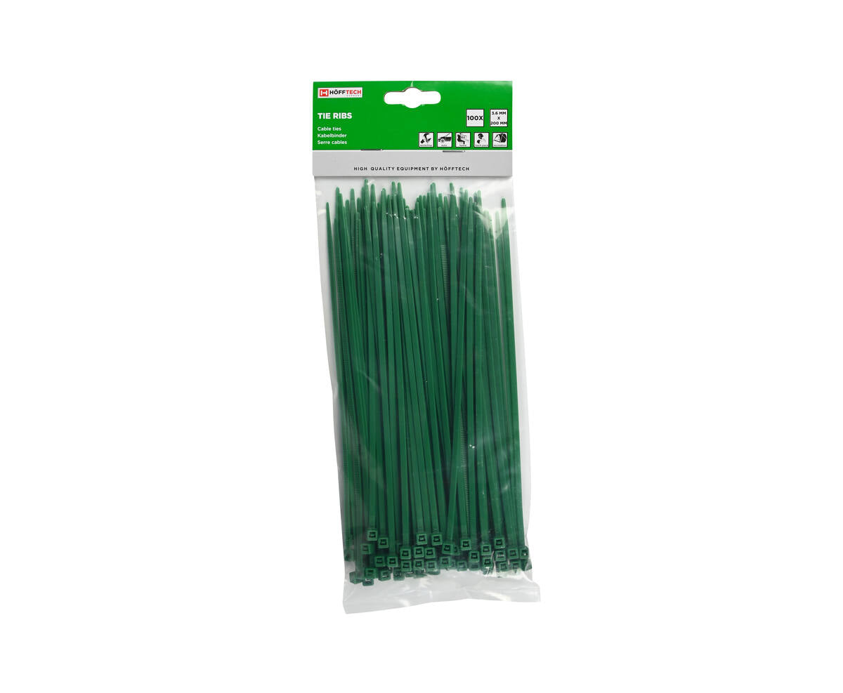 Groene Kabelbinders 3.6x200mm, 100 Stuks - Ideaal voor Kabelbeheer