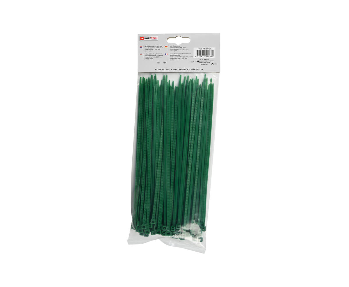 Groene Kabelbinders 3.6x200mm, 100 Stuks - Ideaal voor Kabelbeheer