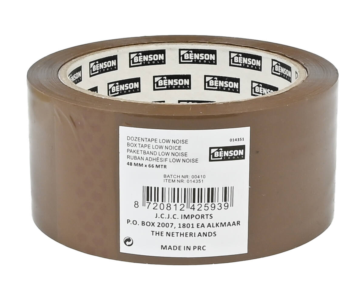 Bruine Low Noise Tape 66m x 48mm, Ideaal Voor Verhuisdozen