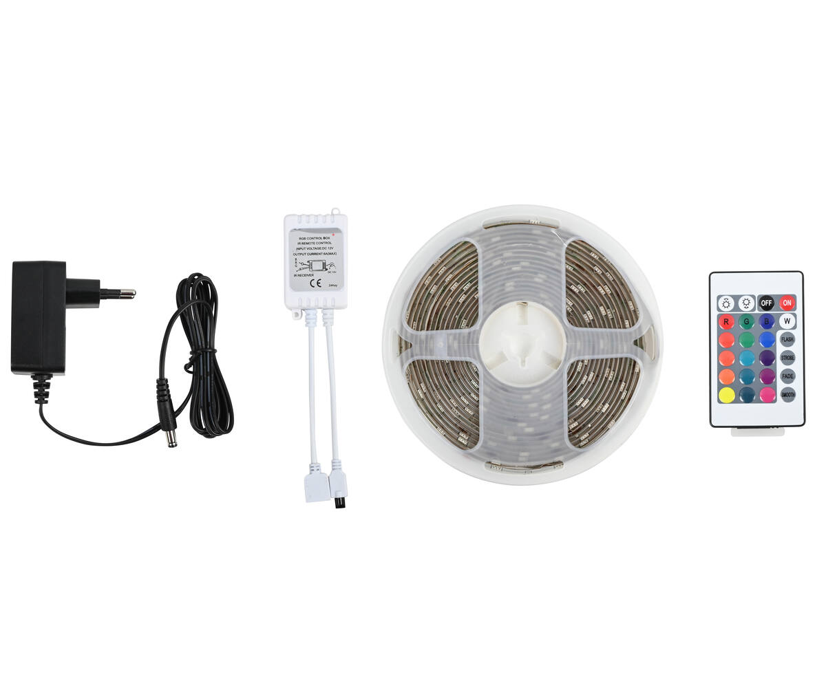 5m Flexibele RGB LED Strip IP65, Waterbestendig, Met Afstandsbediening