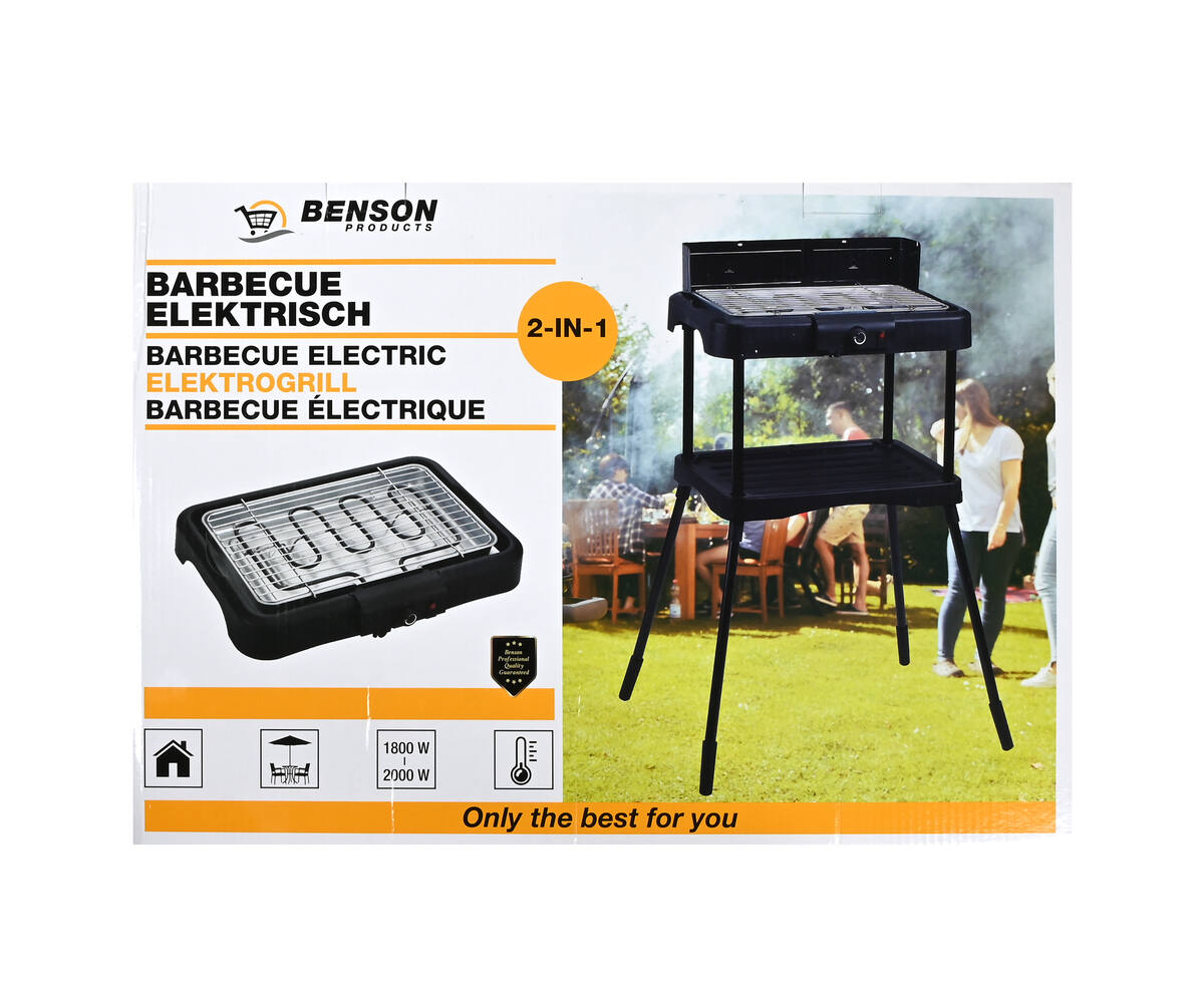 Elektrische BBQ 2-in-1: 1800W, voor binnen/buiten, 39x23cm grillplaat
