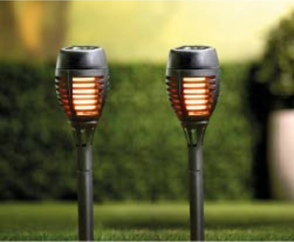 Solar Tuinlamp 48cm, 12 LED's, Vlameffect, 6-8u Lichtduur, Solar Oplaadbaar
