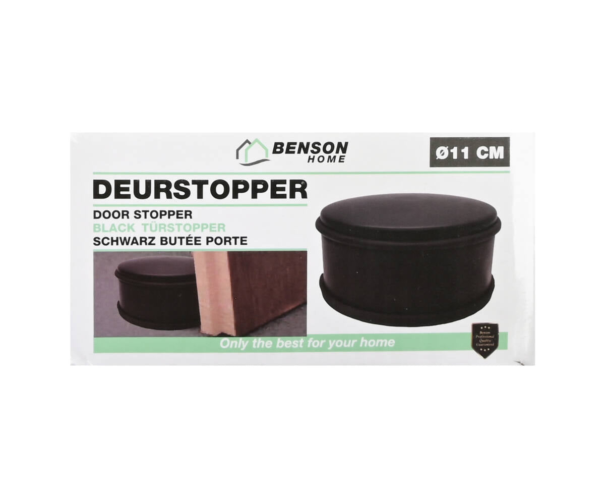 Zwarte RVS Deurstopper ø11 cm, Bescherming met Rubber, 1,1 kg