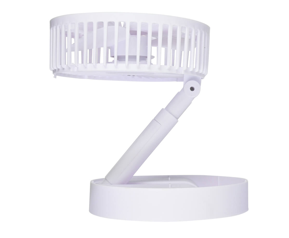 Opvouwbare Witte Ventilator, 3 Snelheden, Oplaadbaar, 800mAh Batterij