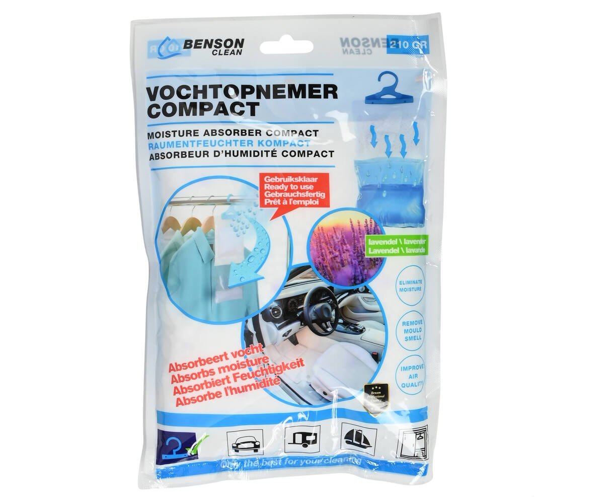 Lavendel Vochtopnemer 210g: bestrijdt schimmel en muffe geur.