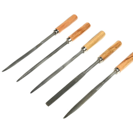 Sleutelvijlset 5dlg - 100mm Staal, Houten Handvat, Metaal/Houtbewerking