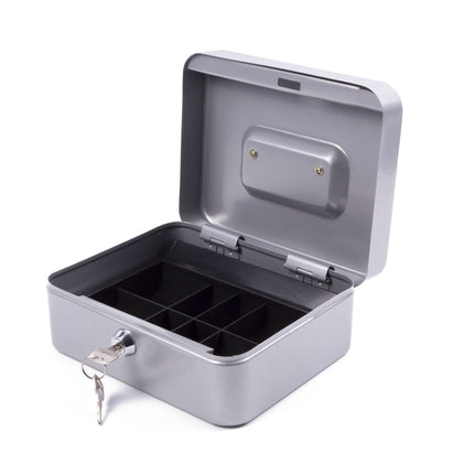 Geldkist 200x160x90mm Zilver, Uitneembare Lade, Cylinderslot