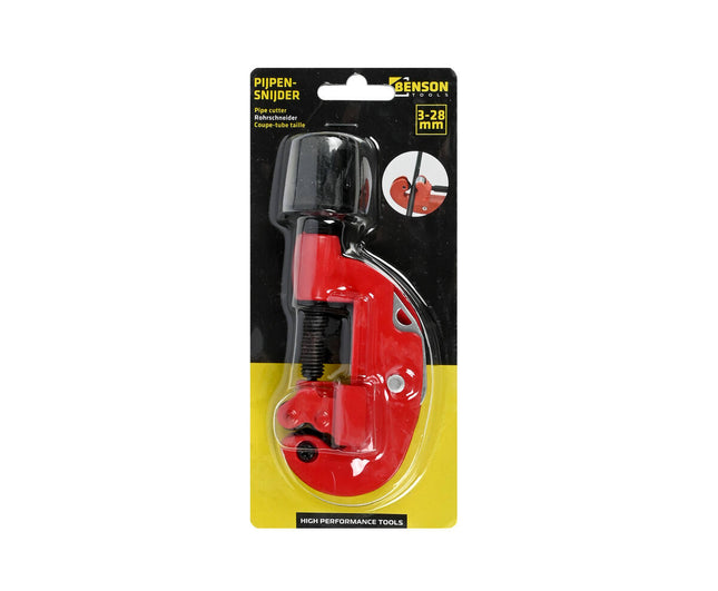 Pijpensnijder 3-28 mm met uittrekbare ontbramer voor precisiewerk.