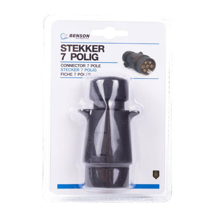 7-polige kunststof stekker 12V, ideaal voor trailers en caravans.